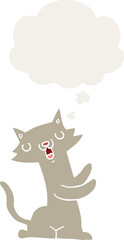 cartoon cat and thought bubble in retro style