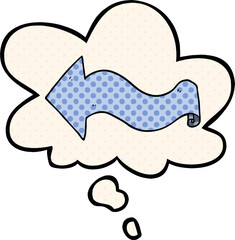 cartoon arrow and thought bubble in comic book style