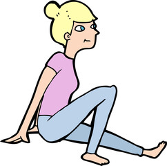 cartoon woman sitting