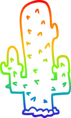 rainbow gradient line drawing cartoon cactus