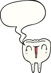 cartoon happy tooth and speech bubble