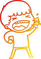 warm gradient line drawing cartoon laughing man