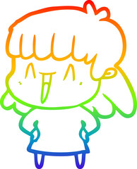 rainbow gradient line drawing cartoon woman