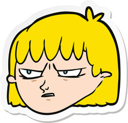 sticker of a cartoon angry woman