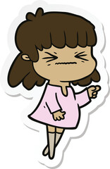 sticker of a cartoon angry girl