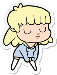 sticker of a cartoon indifferent woman