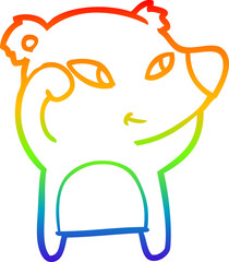 rainbow gradient line drawing cute cartoon bear