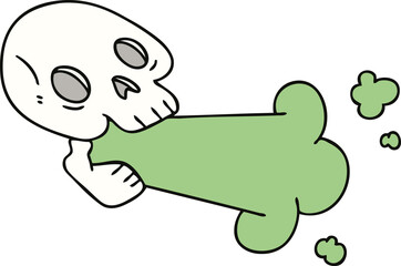 quirky hand drawn cartoon skull