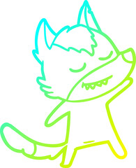 cold gradient line drawing friendly cartoon wolf