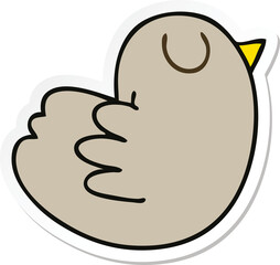 sticker of a quirky hand drawn cartoon bird