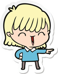 sticker of a cartoon woman
