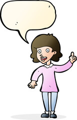 cartoon woman with idea with speech bubble