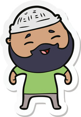 sticker of a cartoon happy bearded man
