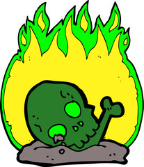 cartoon burning old bones