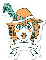 human bard character with banner sticker