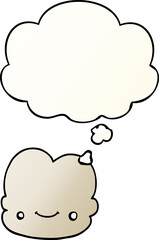 cartoon cloud and thought bubble in smooth gradient style
