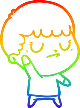 recommend clip art: rainbow gradient line drawing cartoon grumpy boy