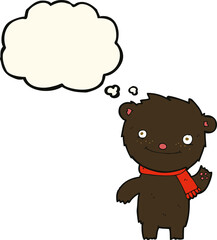 cartoon cute black bear with thought bubble