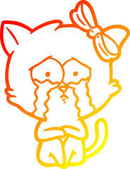 warm gradient line drawing cartoon cat