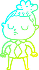 cold gradient line drawing cartoon calm woman
