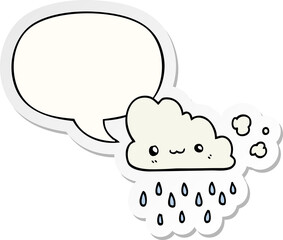 cartoon storm cloud and speech bubble sticker
