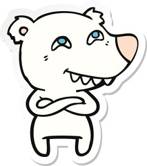 sticker of a cartoon polar bear showing teeth