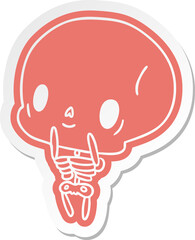 Obraz premium cartoon sticker kawaii cute dead skeleton