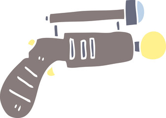 flat color illustration cartoon ray gun