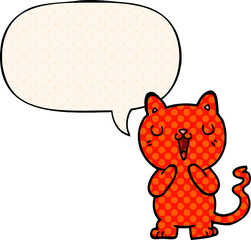Fototapeta premium cartoon cat and speech bubble in comic book style