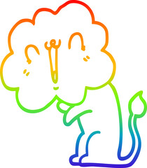 rainbow gradient line drawing cute cartoon lion