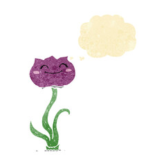 cartoon flower with thought bubble