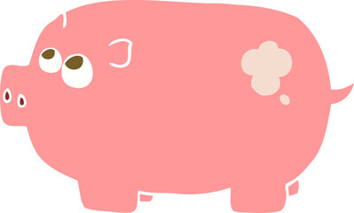 flat color illustration of a cartoon piggy bank