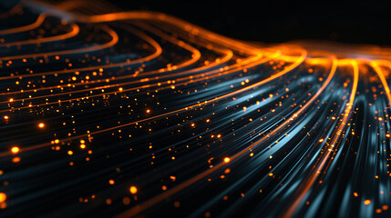 A visually stunning and futuristic 3D rendered data lines graph, set against a captivating black...