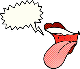 comic book speech bubble cartoon mouth sticking out tongue