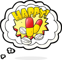 thought bubble cartoon happy pills