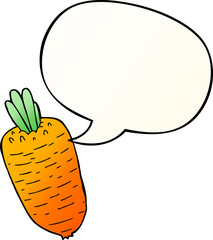cartoon vegetable and speech bubble in smooth gradient style