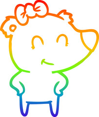 rainbow gradient line drawing female bear cartoon