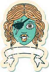 orc rogue character face with banner illustration