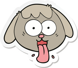 sticker of a cartoon dog face panting