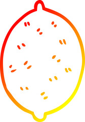 warm gradient line drawing cartoon lemon fruit