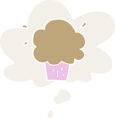 cartoon cupcake and thought bubble in retro style