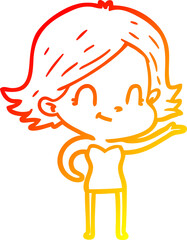 warm gradient line drawing cartoon friendly girl
