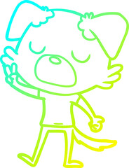cold gradient line drawing cartoon dog