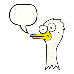 speech bubble textured cartoon ostrich head