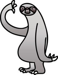 quirky gradient shaded cartoon sloth