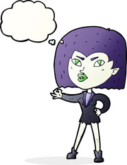 cartoon vampire girl with thought bubble