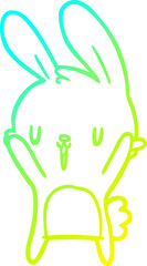 cold gradient line drawing cute cartoon rabbit