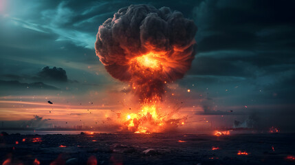 nuclear bomb explosion special effect, generative ai - 725986658