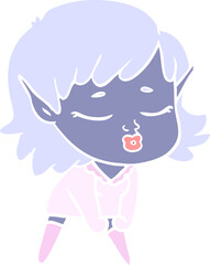 pretty flat color style cartoon elf girl