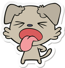 sticker of a cartoon disgusted dog